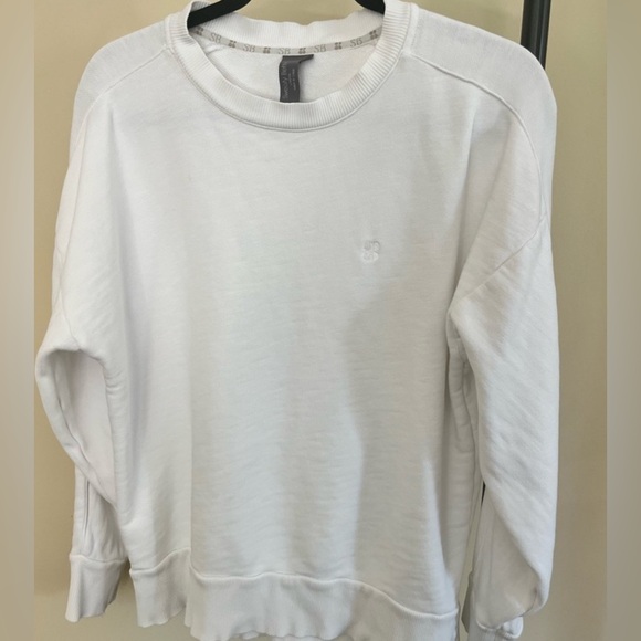 Sweaty Betty Tops - Sweaty Betty White Embroidered Logo Crew Sweatshirt